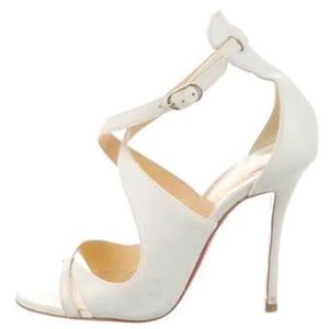 Christian Louboutin White Malefissima Strappy High Sandals Leather It 37 | 7